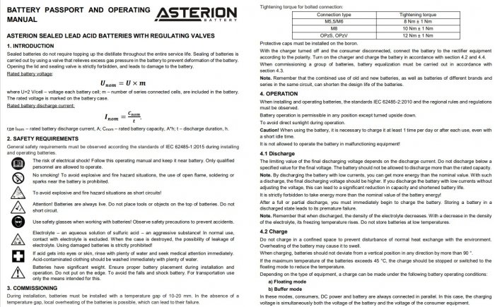 ASTERION battery passport and operating manual